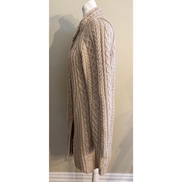 ARAN CRAFTS Vintage Chunky Knit Buttons Cardigan Cable Knit Fisherman Size L - Picture 3 of 7